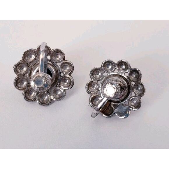 Vintage Bond Boyd Ster Amethyst Glass Sterling Screw Back Earrings Floral Canada - Picture 4 of 7